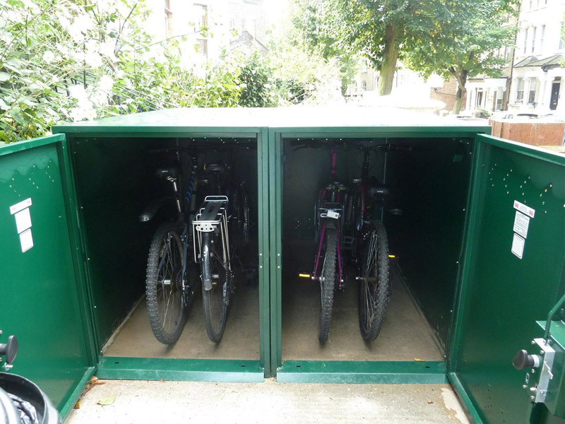 Metal bike lockers for the home in London Asgard