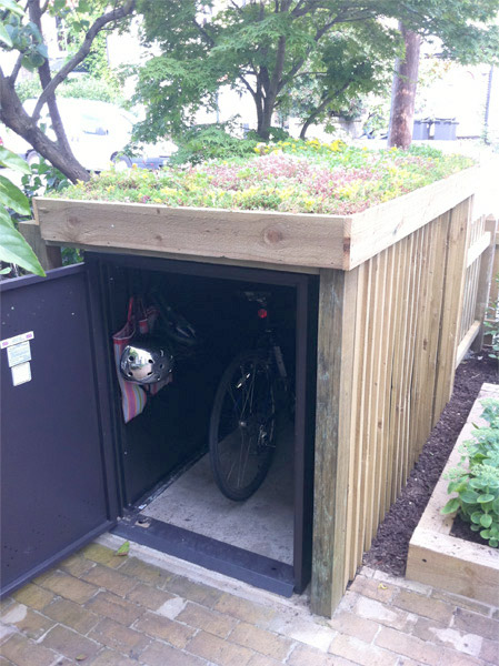 Integral bike security in the garden from Asgard