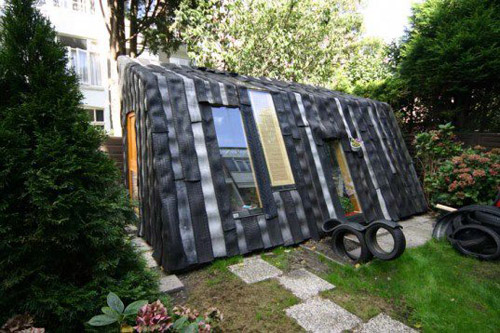 A car tyre garden shed