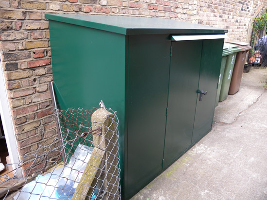 cycle lockers and metal bike storage garage