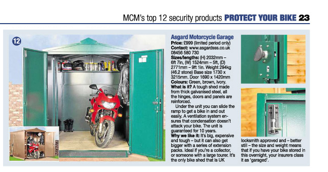 MCM product review of Asgard Motorbike Shed