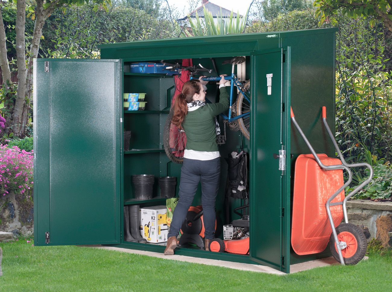 7x3 Metal Garden & Bike Shed (The Trojan Plus E) - 5 Point Locking