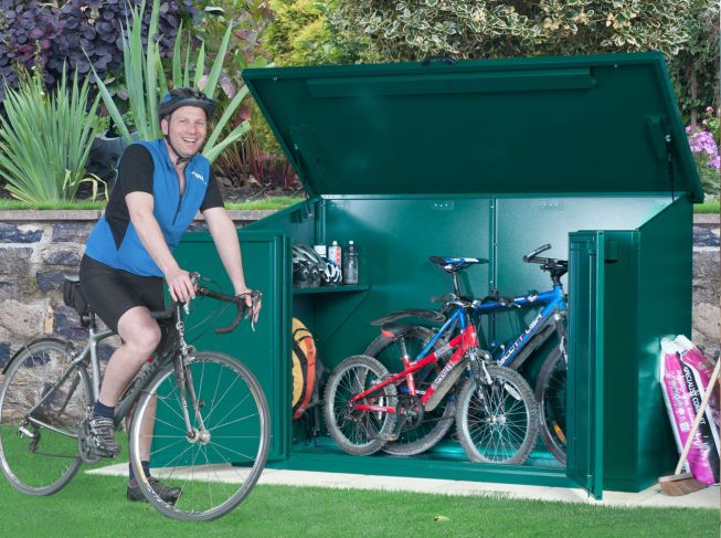 Secure outdoor sales bike storage