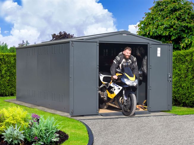 Motorcycle Storage Garage 7ft 1 x 18ft 1 Police Approved Asgard