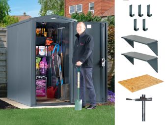 3x7 Slimline Metal Shed (The Sentry) - 3 Point Locking - Bundle Deal