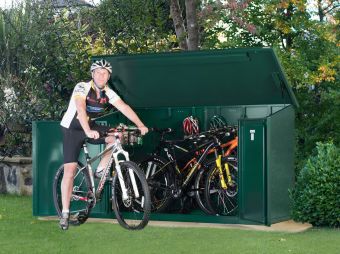 Metal bike storage shed for 4 mountain or road bikes