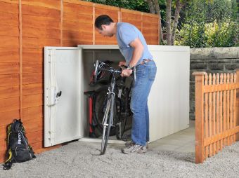 Securely store bikes in this metal bike locker