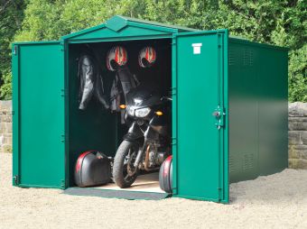 Metal Motorcycle Storage - Police Approved Motorcycle Shed & Garage