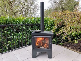 Outdoor Wood Burner Fully Lit