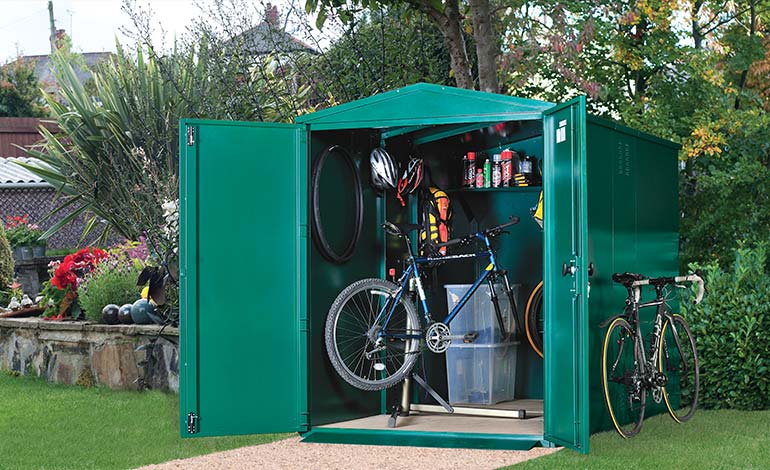 tri metal bike shed