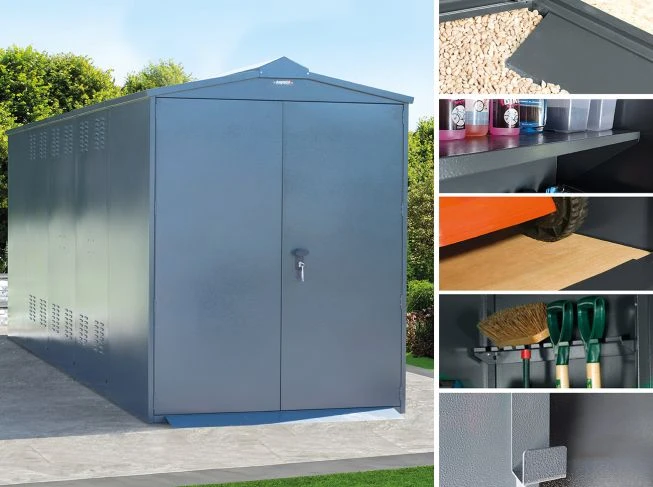 Complete 5x18 Centurion P3 Metal Garden Shed Accesory Pack complete garden storage solution Asgard