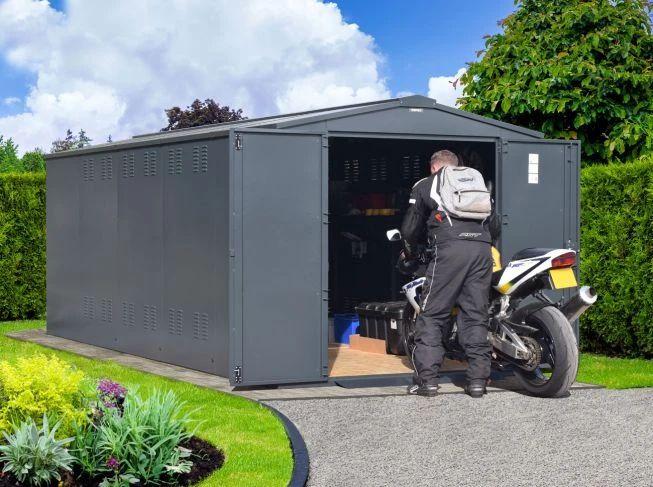 Motorcycle Storage Garage - 7ft 1 x 18ft 1 - Police Approved - Asgard