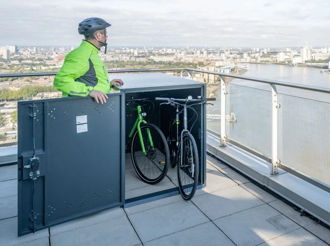 Bike Locker for storing 2 bikes metal bike lockers shelters from Asgard