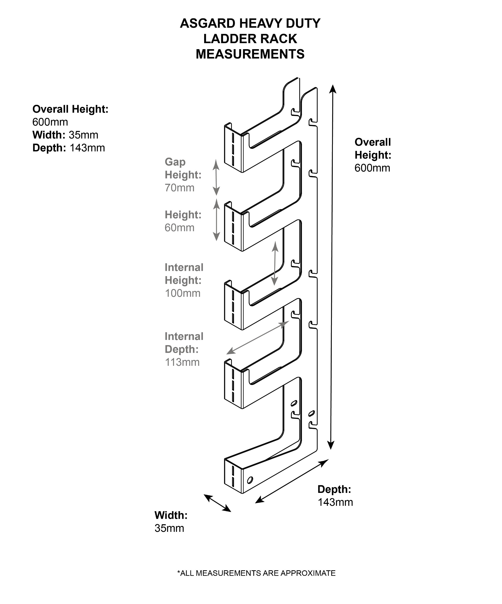 Asgard ladder shelf dimensions