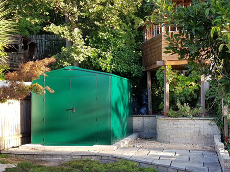 Gladiator Garden Shed on a stone decking