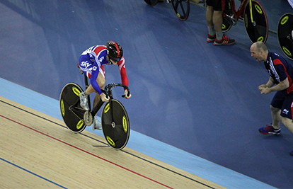 Indoor Track Cyclist Competing in the Velodrome