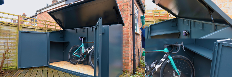 Josie's Asgard Bike Storage in her garden