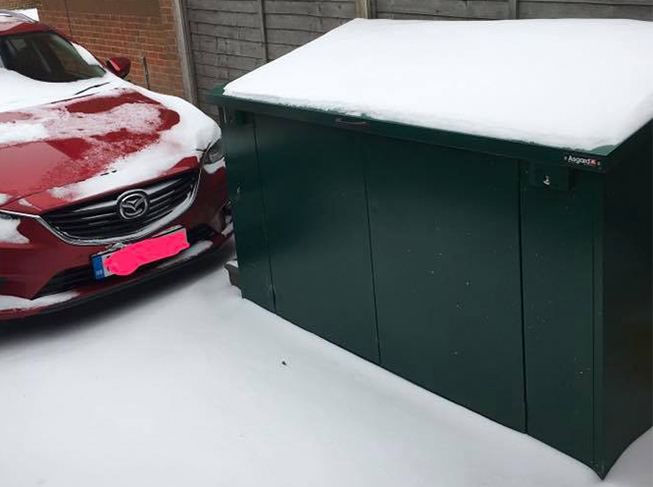 Access Metal Shed In the Snow 