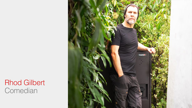 Rhod Gilbert with his Bike Locker