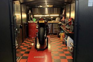 Customers Motorcycle Garage with modifications