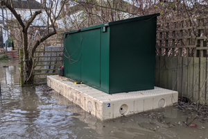 Floating Garden Shed on Industrial float