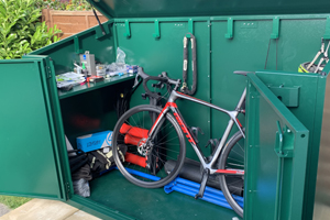 Inside an Asgard Access Bike Shed