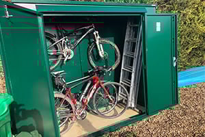 Spacious metal shed for bikes and garden