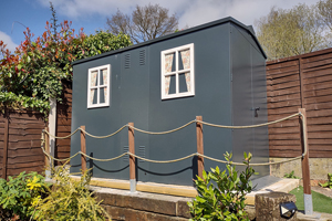 Grey Large Bike Shed with Window Modification