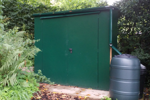 Rodent Proof Storage - Customer's shed with guttering to collect rainwater.