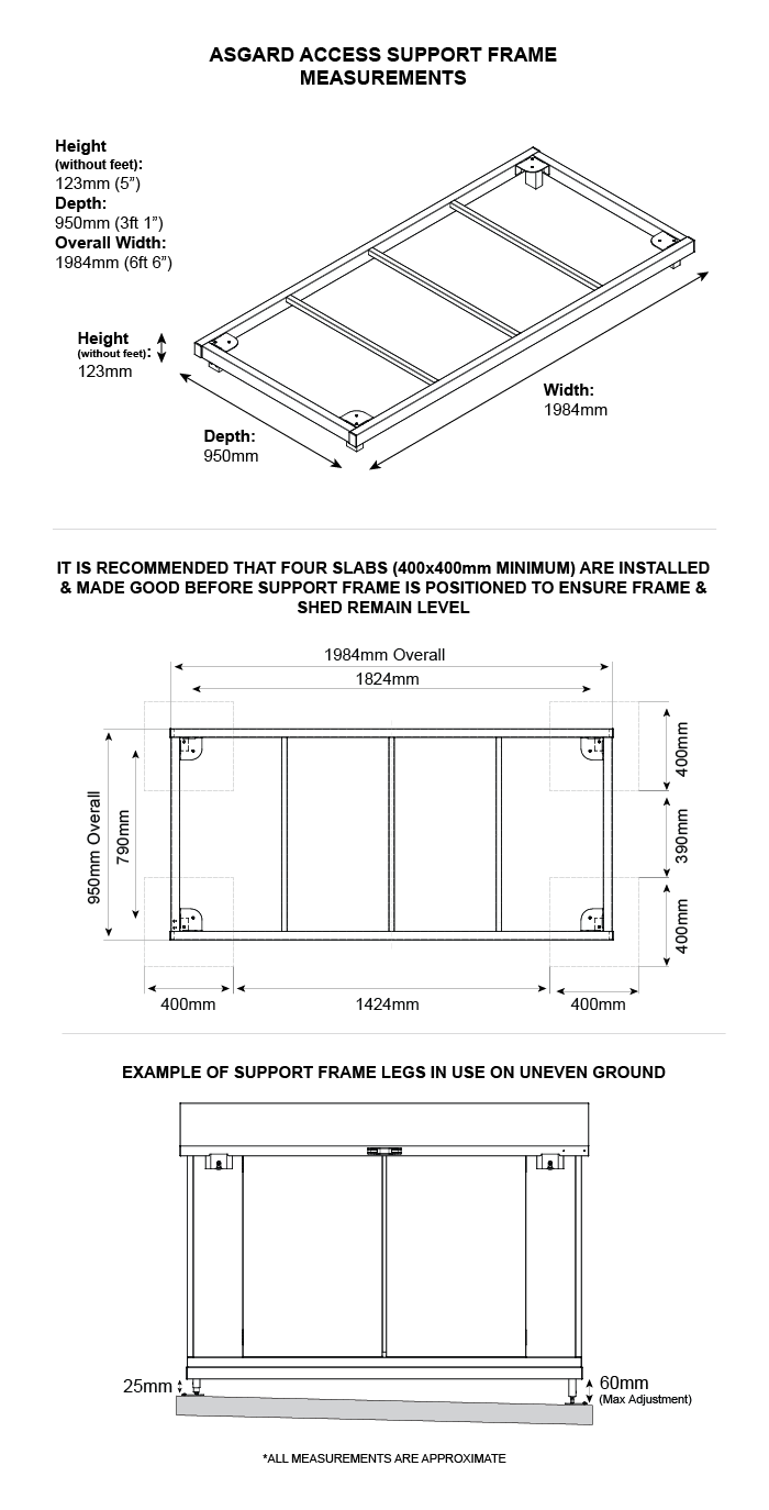 Easy Fit Shed Base (Access) Dimensions