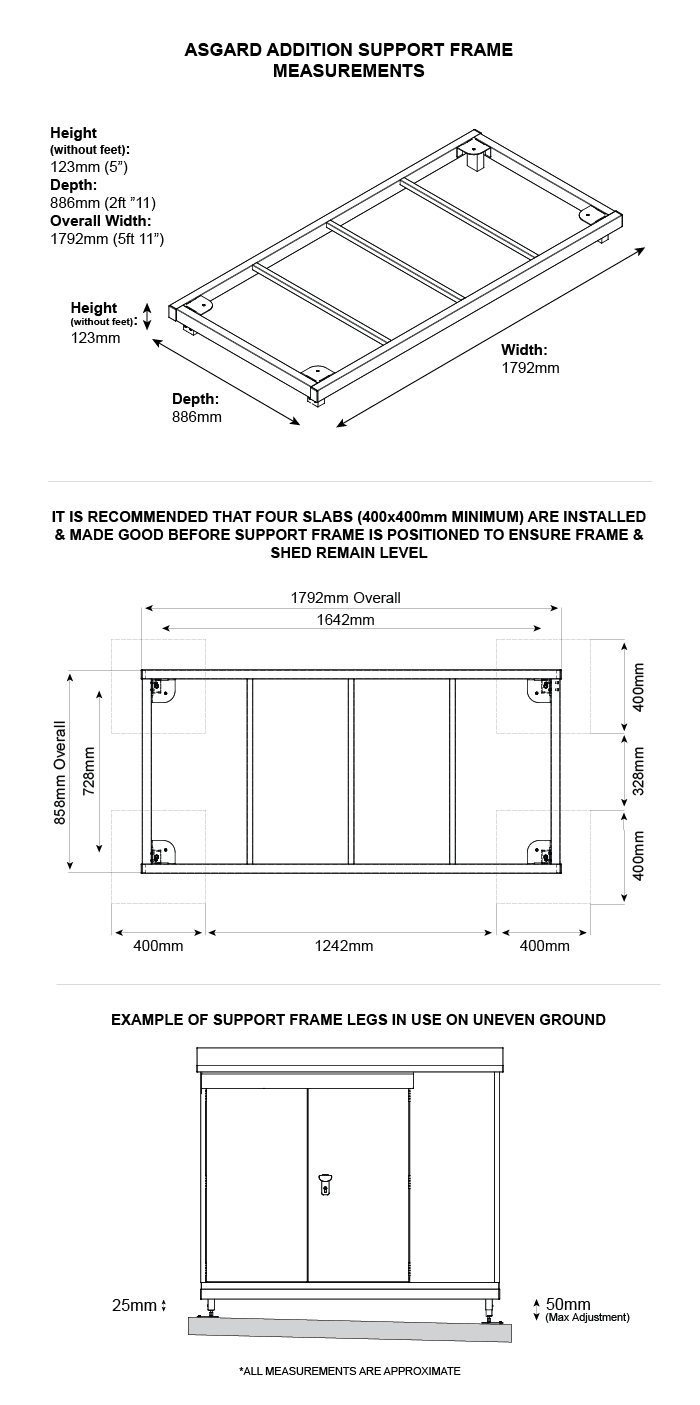 Easy Fit Shed Base (Addition) Dimensions
