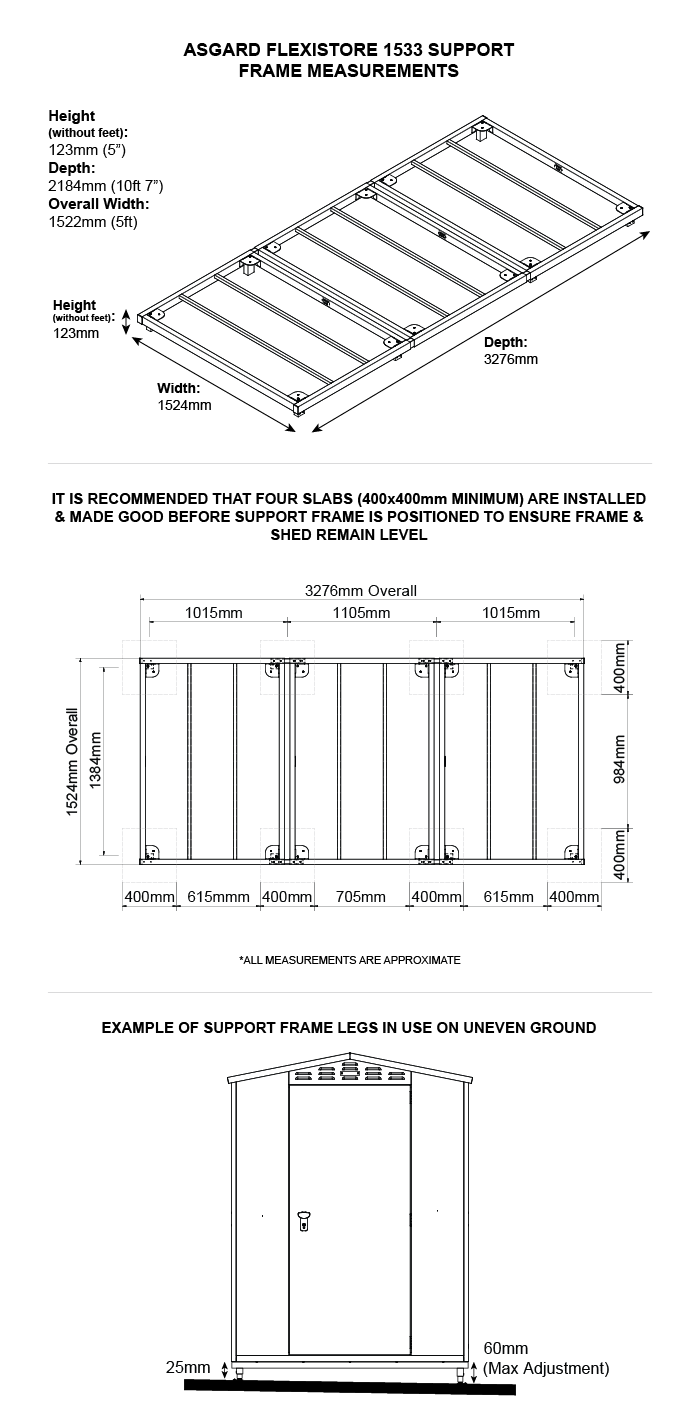 Flexistore Support Frame Dimeniosns 1533 Model