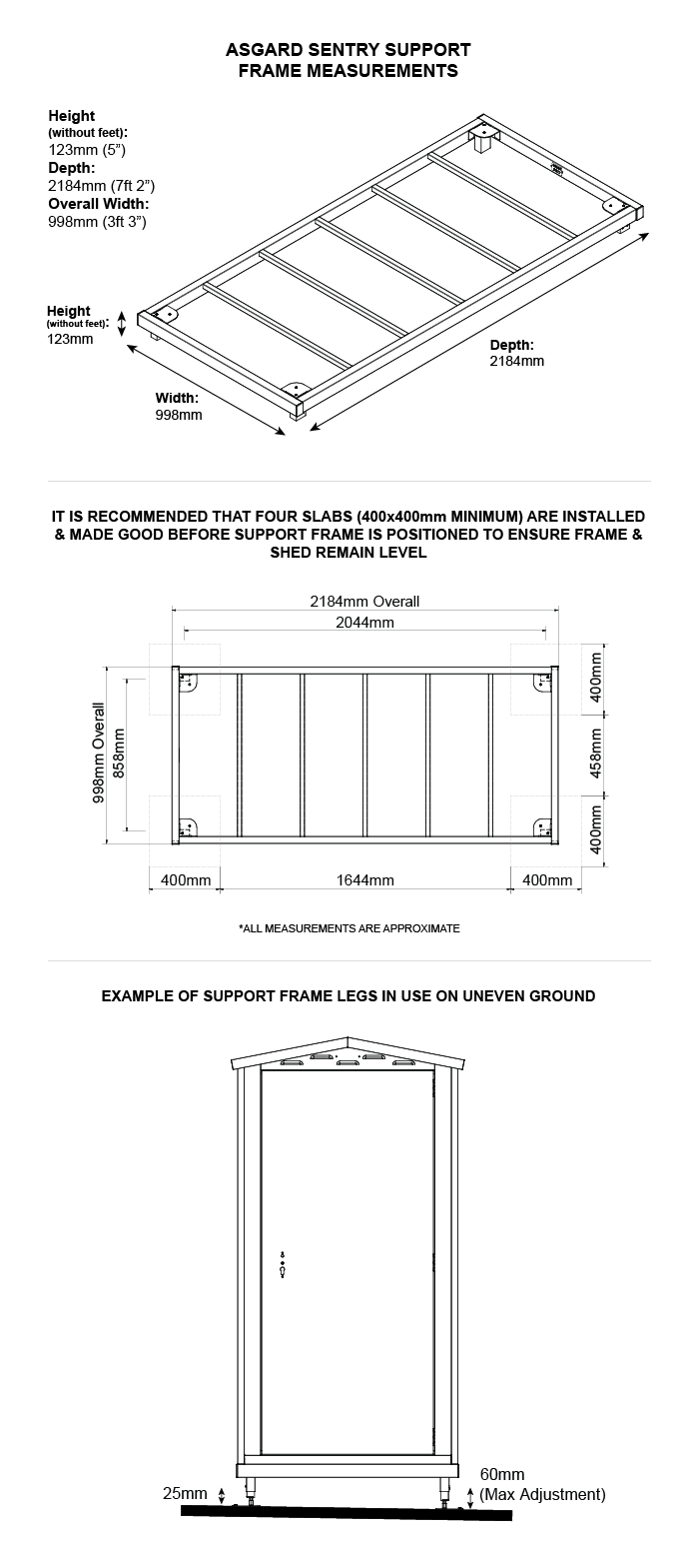 ASGARD SENTRY SUPPORT FRAME DIMENSIONS