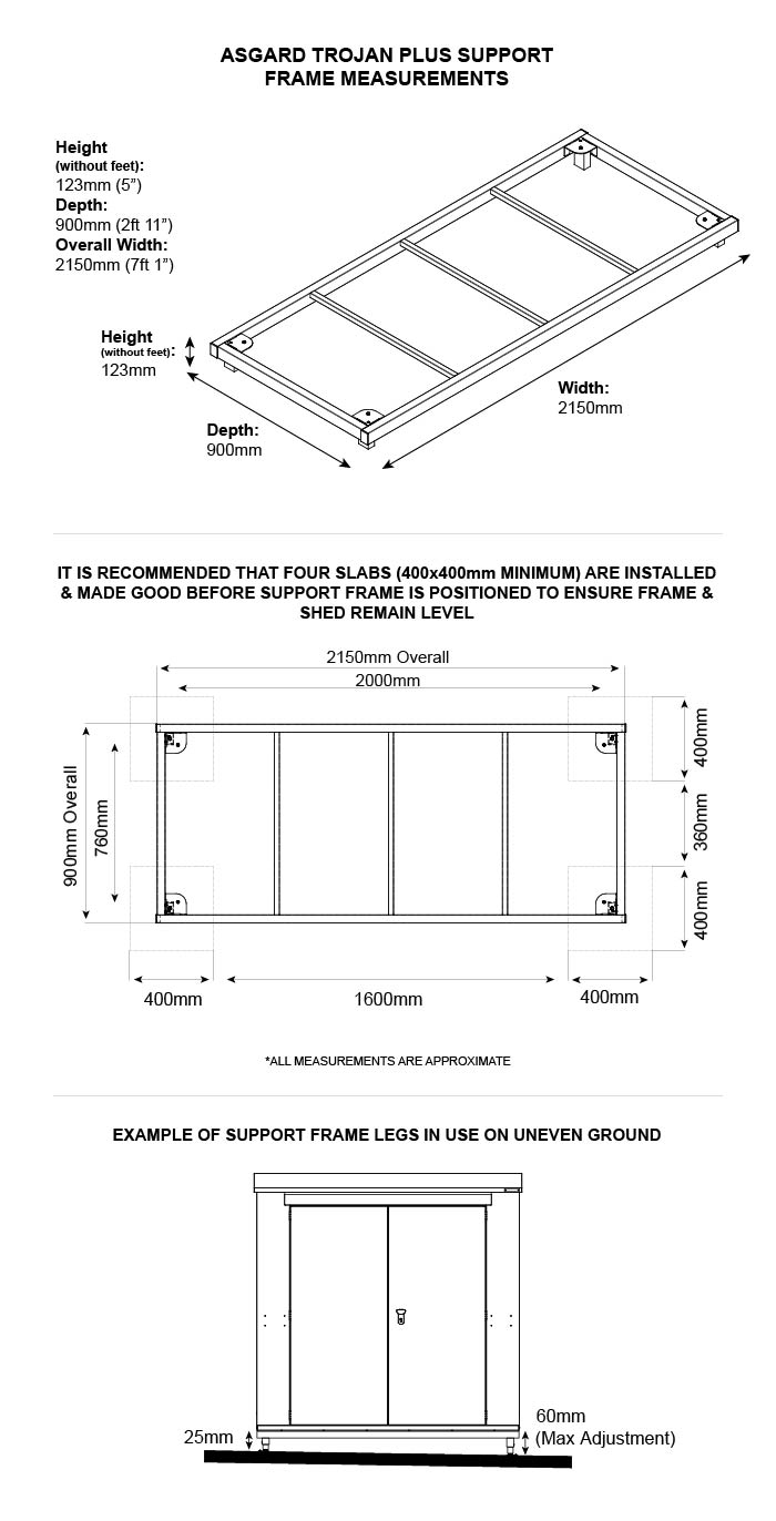 Easy Fit Shed Base (Access) Dimensions