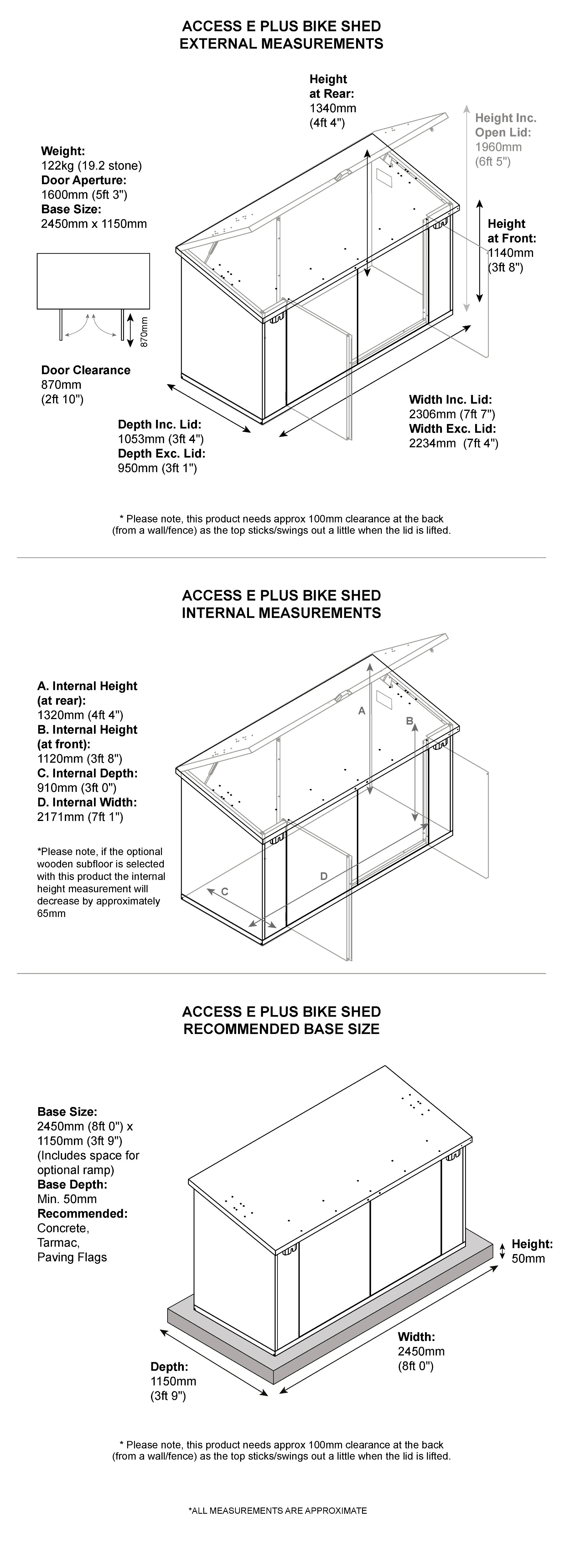 Access E Plus Bike Shed Dimensions