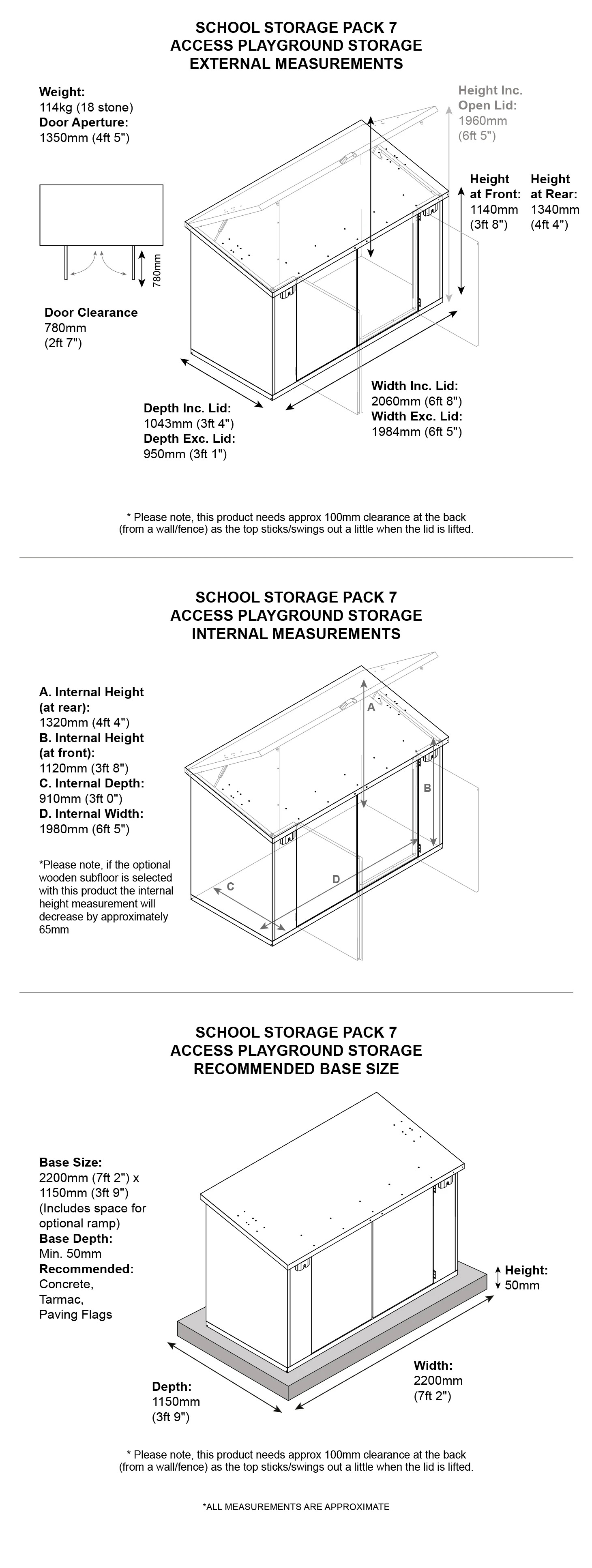 School Storage Pack 7 dimensions