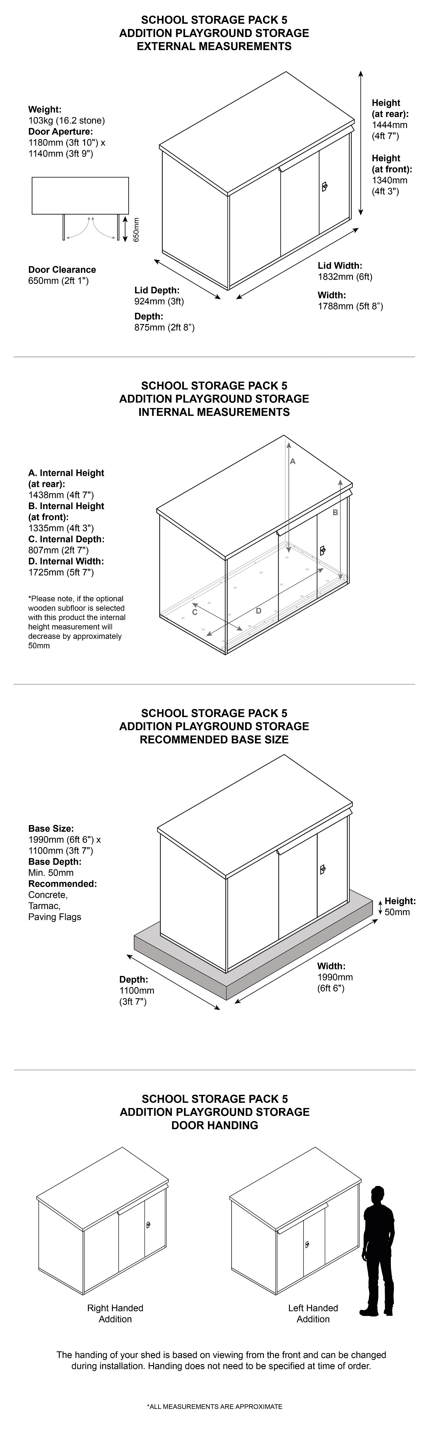 School Storage Pack 5 Dimensions