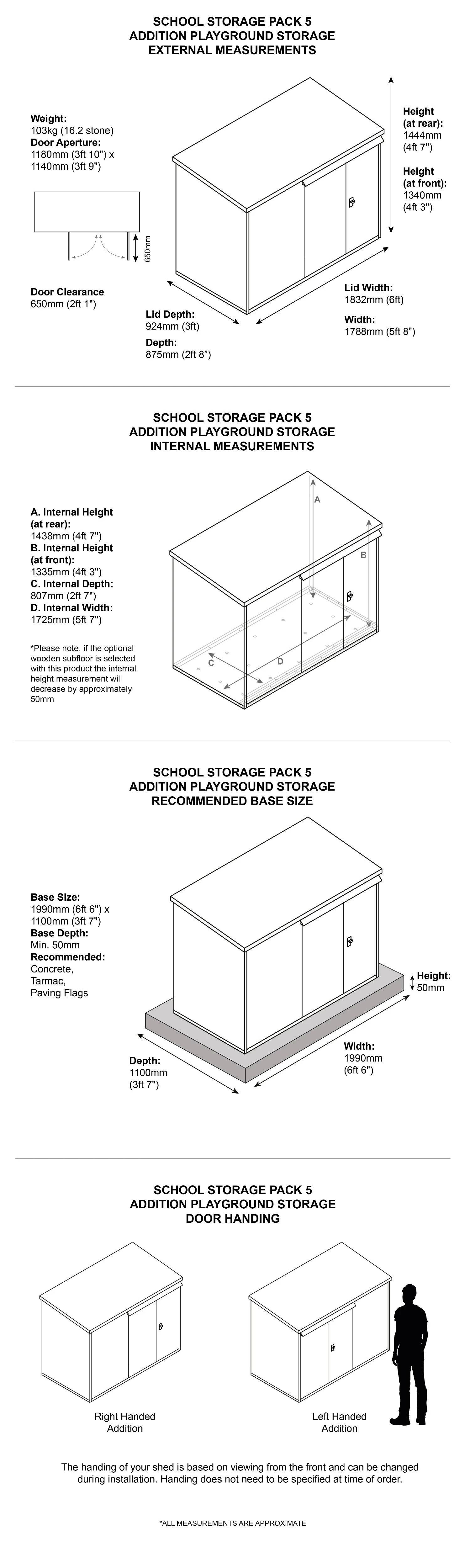 School Storage Pack 5 Dimensions