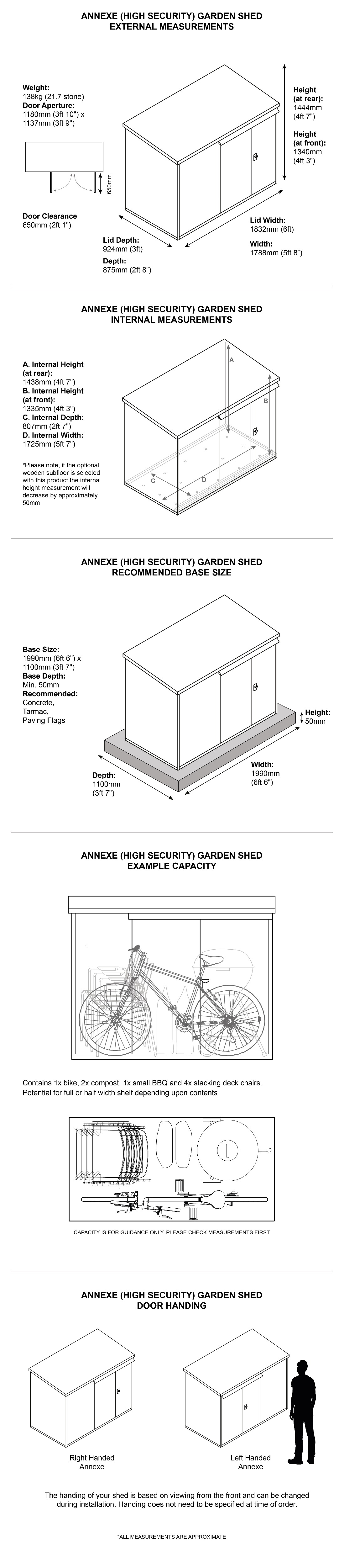 Annexe metal garden shed dimensions