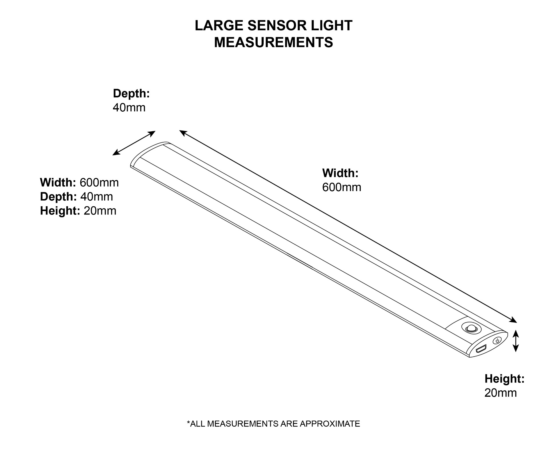 Large LED Sensor Shed Light Dimensions