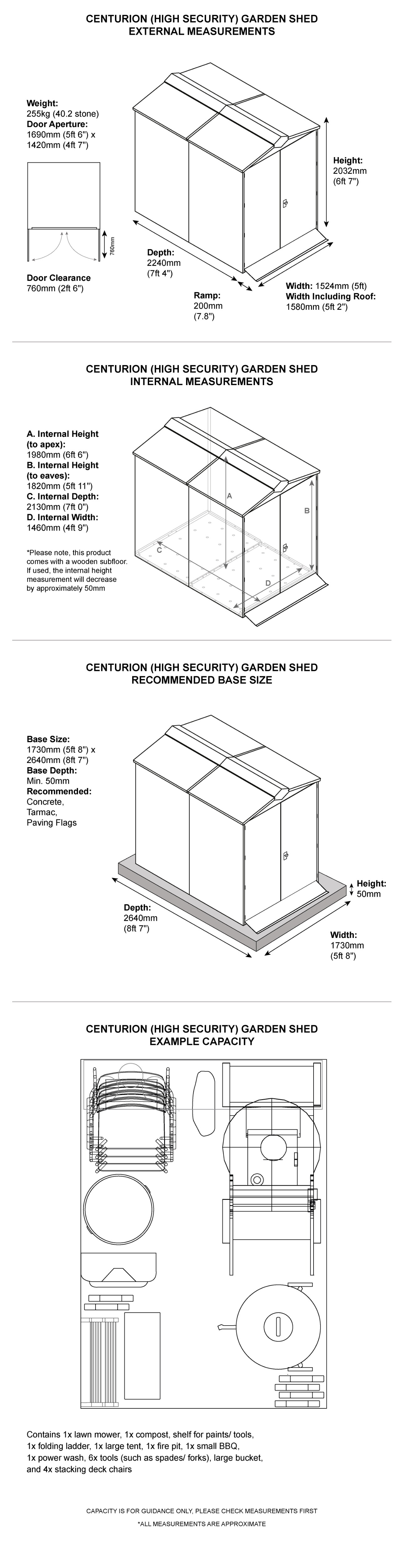 Centurion Shed - Dimensions sheet
