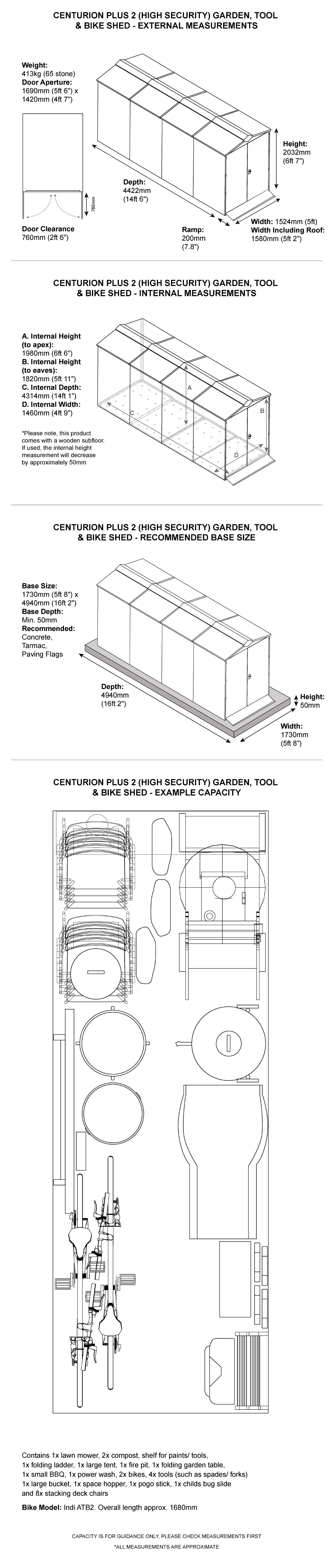 5 x 14 metal garden shed dimensions