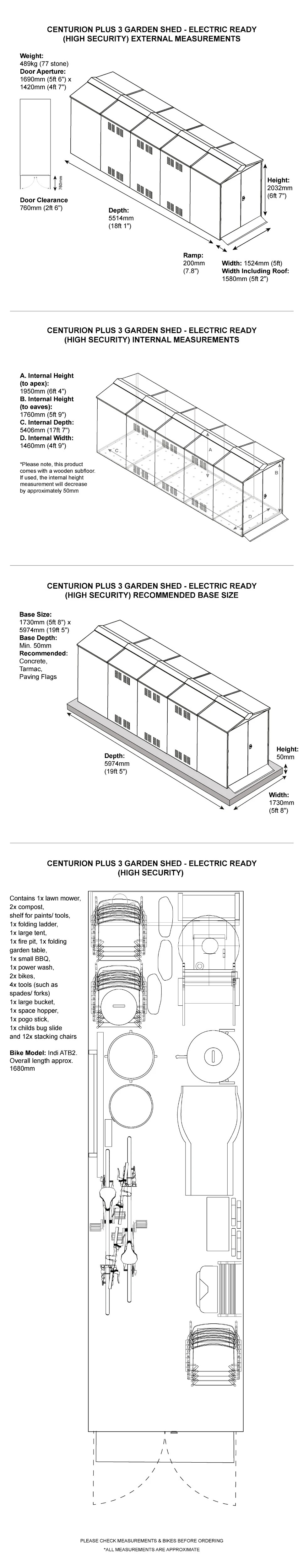 Centurion Plus 3 Garden Shed Dimensions