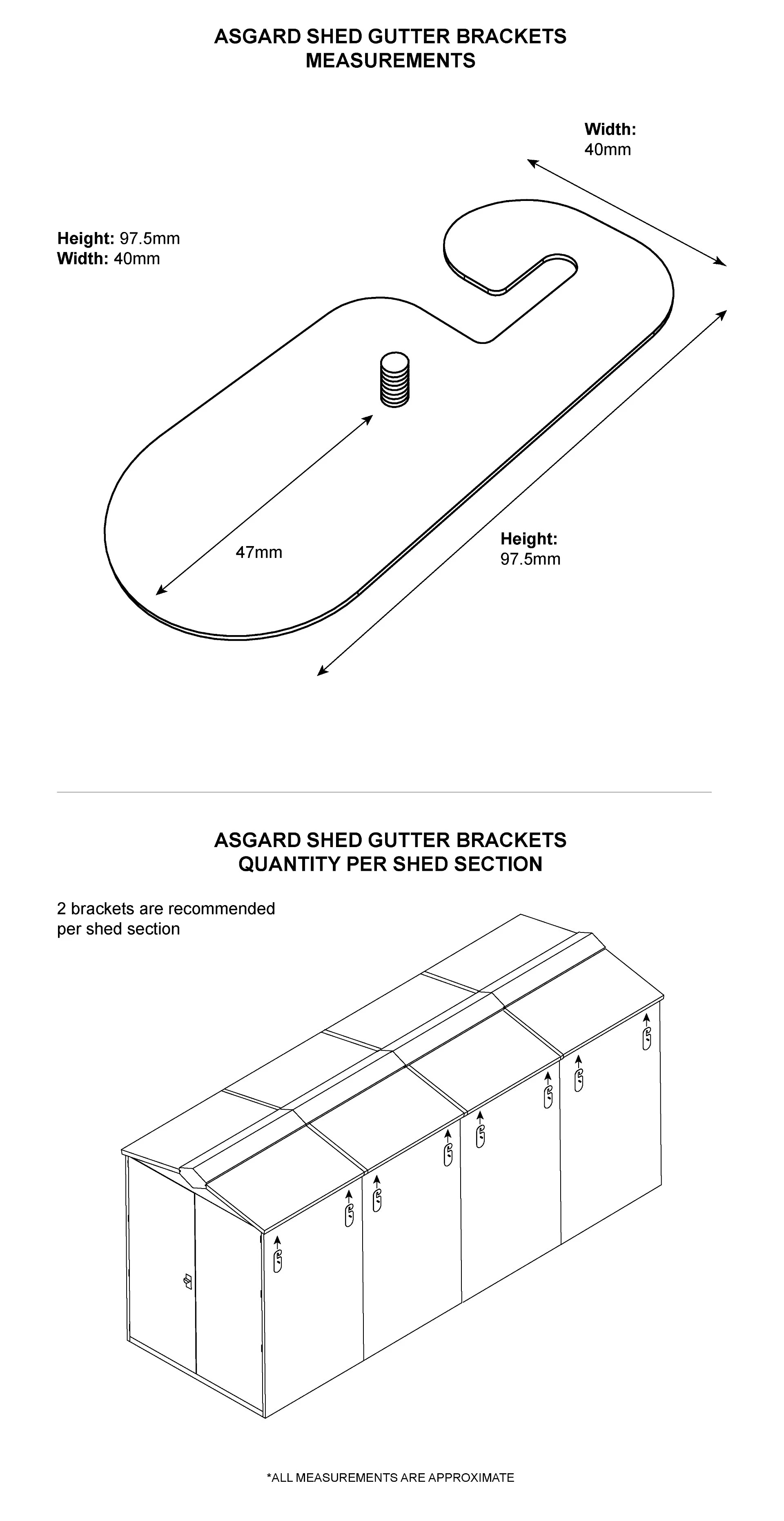 Asgard Shed Guttering Dimensions Sheet