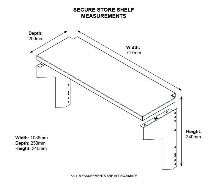 Dimensions for the Secure Store Shelf