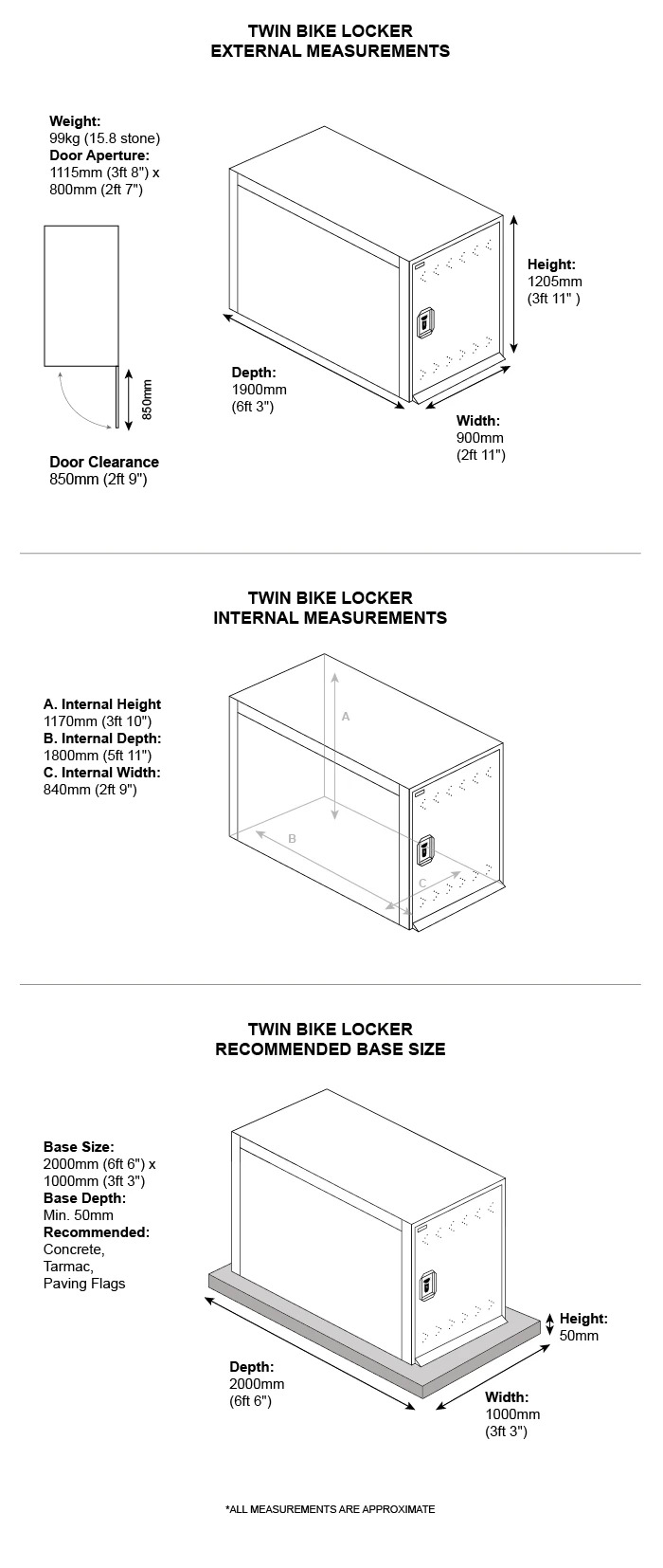 Twin Bike Shelter Dimensions