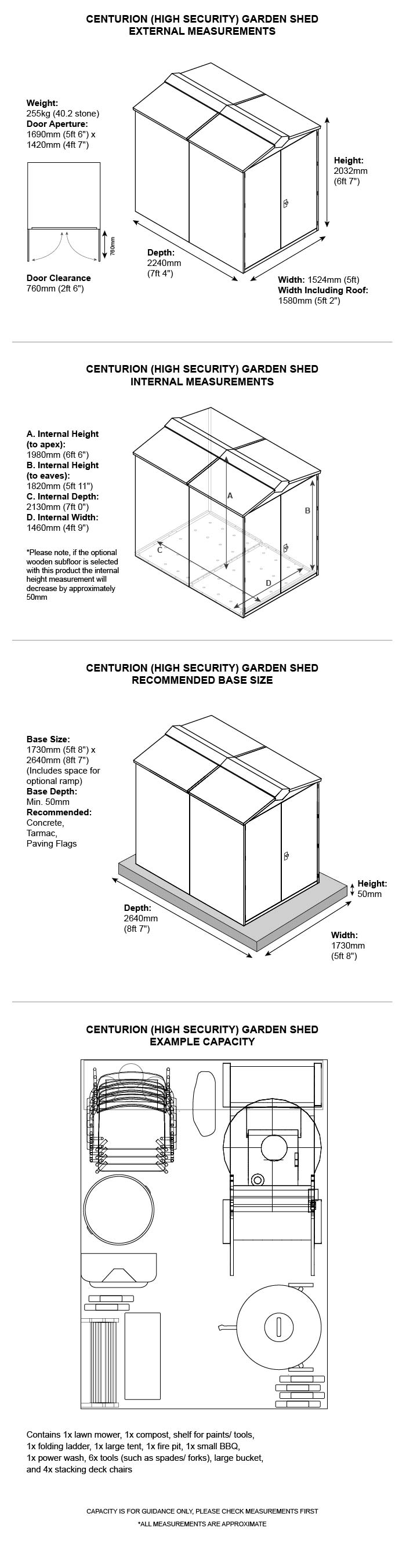 Centurion Shed - Dimensions sheet