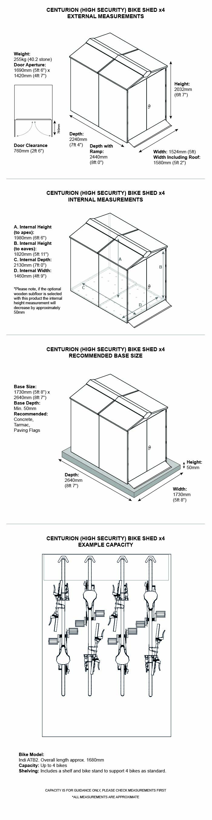 Centurion bike Shed x4 dimensions