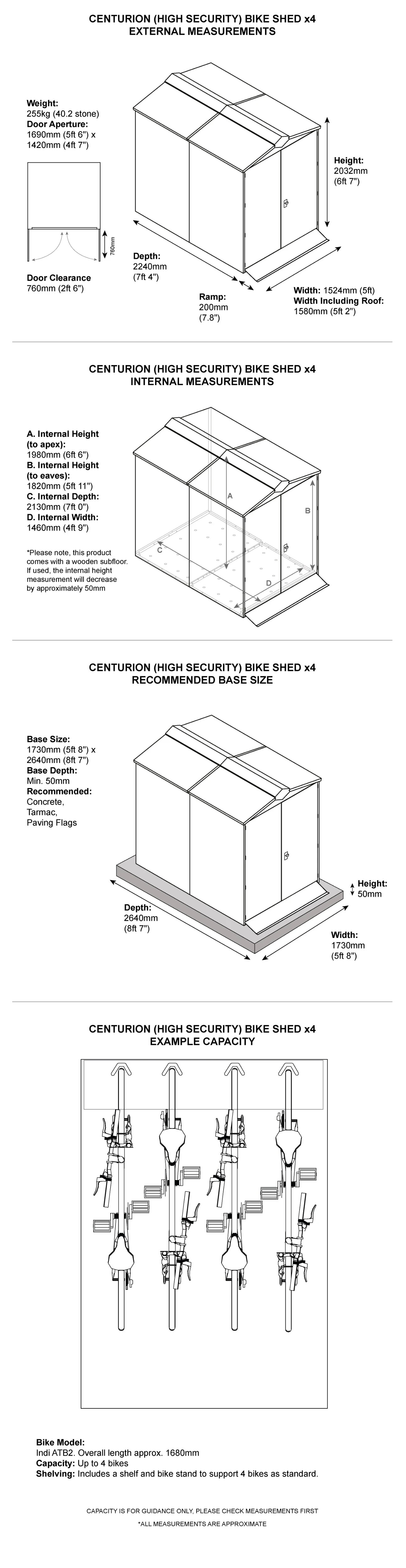 Centurion bike shed x4 dimensions