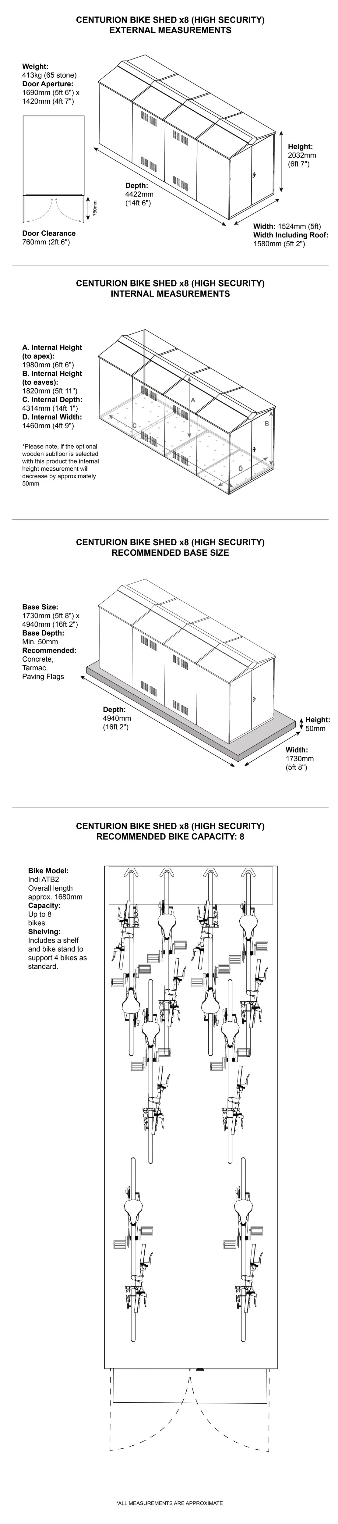 Bike Storage x 8 Dimensions